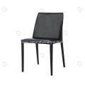 Black saddle leather high density foam dining chairs